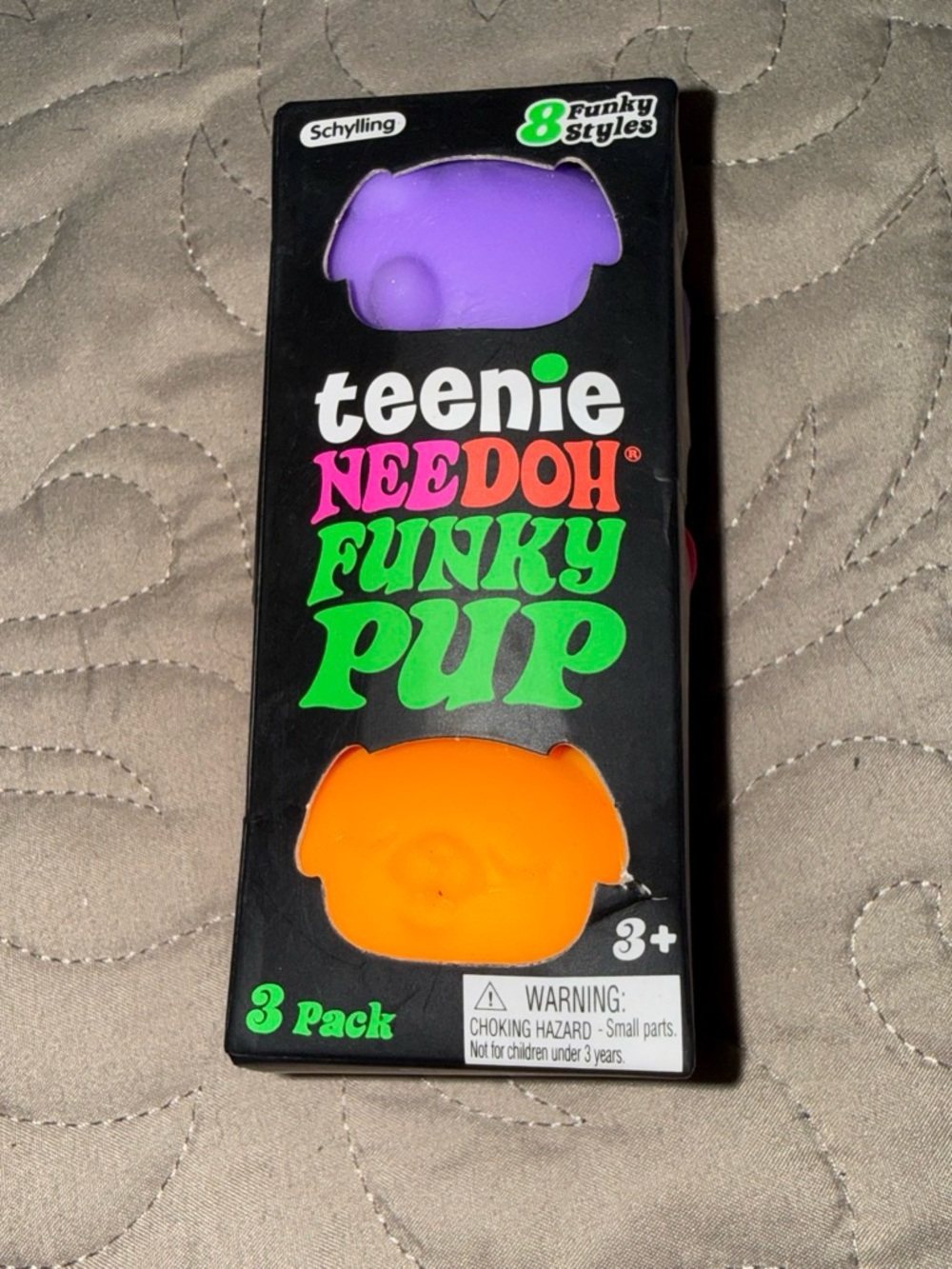 Teenie NeeDoh Funky Pup Kids Stress Toy 3-Pack - Purple Orange Pink